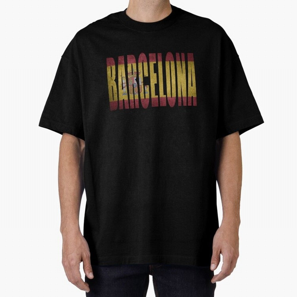 Barcelona city Oversized T-Shirt Show Up for the Glory of FIFA World Cup 2026 for Fans of Messi and Cristiano Ronaldo and Brazil, Bringing Sports Nostalgia, International Competition, Famous Players and Unforgettable Victories; Perfect for People