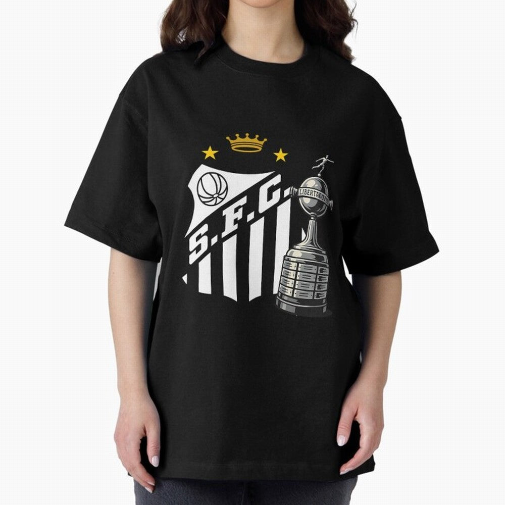 Santos Of Brazil With The Libertadores Cup Oversized T-Shirt Show Match Day Excitement for the FIFA World Cup 2026 USA Canada Mexico Journey through Haaland and Mbappe Highlights, France Pride, Championship Spirit, Famous Goals, Roaring Crowds and