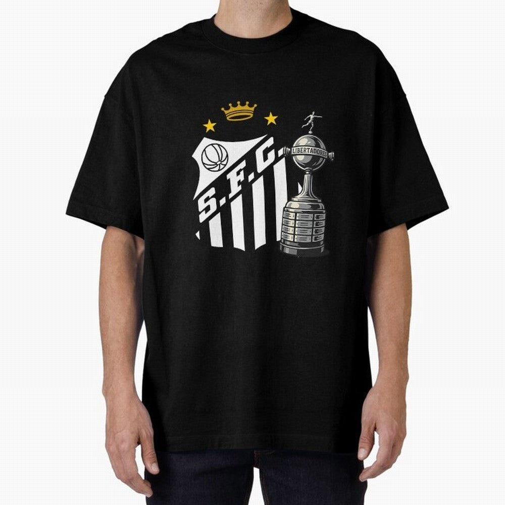 Santos Of Brazil With The Libertadores Cup Oversized T-Shirt Show Match Day Excitement for the FIFA World Cup 2026 USA Canada Mexico Journey through Haaland and Mbappe Highlights, France Pride, Championship Spirit, Famous Goals, Roaring Crowds and