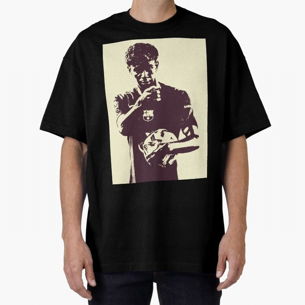 Lamine Yamal black and white Oversized T-Shirt Support Iconic Players in FIFA World Cup 2026 Group Stage for Fans of Mbappe and Neymar and Netherlands, Bringing Goal Celebration Energy, Supporter Heritage, Football Icons and Worldwide Tournament