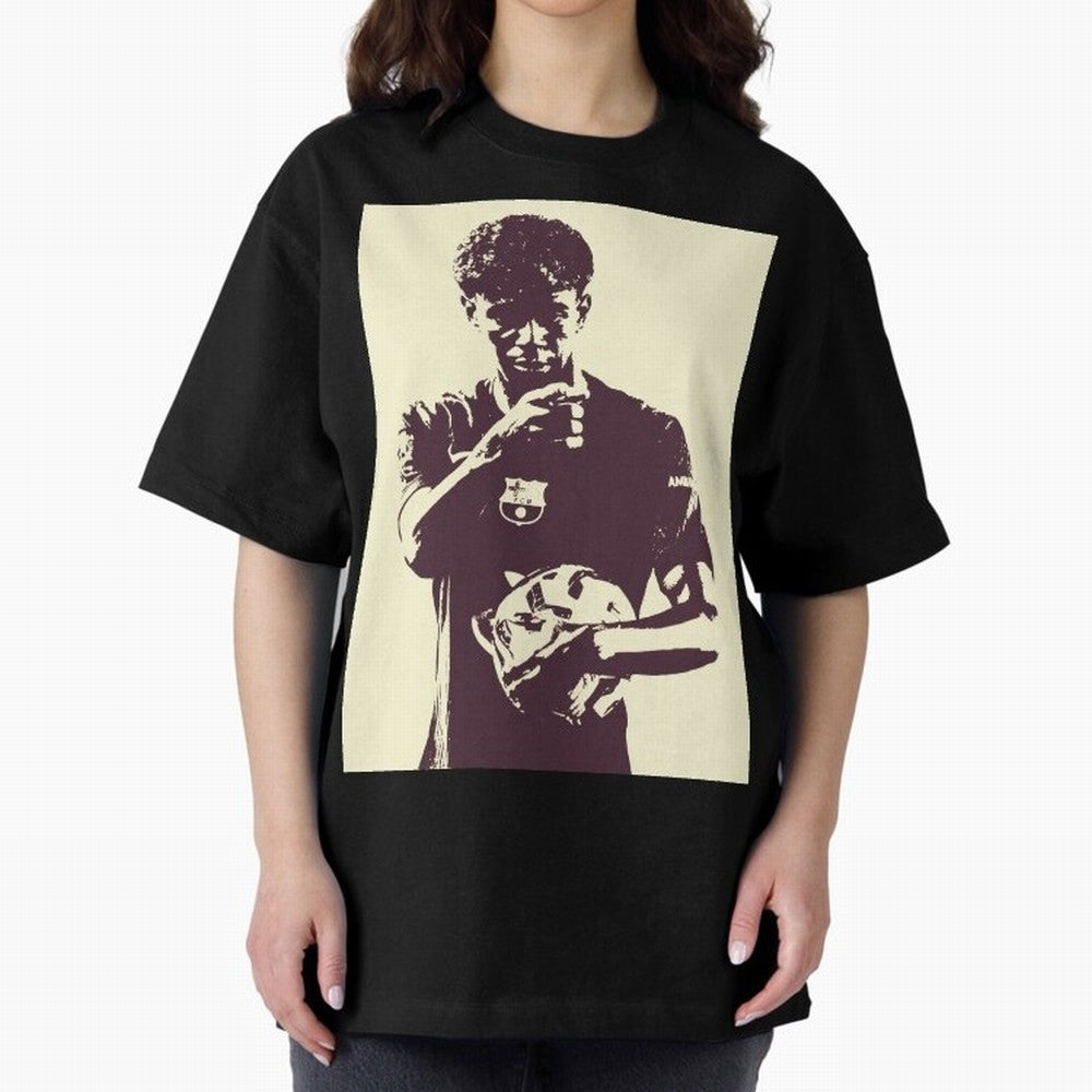 Lamine Yamal black and white Oversized T-Shirt Support Iconic Players in FIFA World Cup 2026 Group Stage for Fans of Mbappe and Neymar and Netherlands, Bringing Goal Celebration Energy, Supporter Heritage, Football Icons and Worldwide Tournament