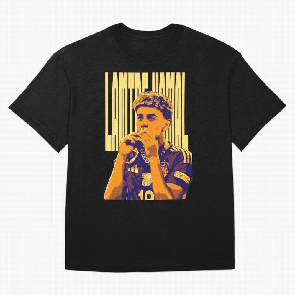 Lamine yamal pop art Oversized T-Shirt Represent Football Lovers during Global Football Passion for FIFA World Cup 2026 USA Canada Mexico, Centered on CR7 and Messi, Spain, Championship Spirit, Famous Goals, Roaring Crowds and International