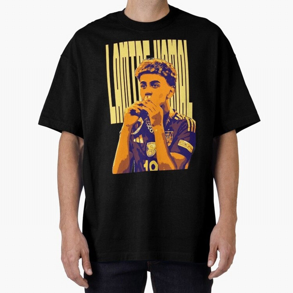 Lamine yamal pop art Oversized T-Shirt Represent Football Lovers during Global Football Passion for FIFA World Cup 2026 USA Canada Mexico, Centered on CR7 and Messi, Spain, Championship Spirit, Famous Goals, Roaring Crowds and International