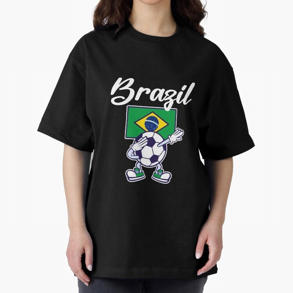 BRAZIL - Dabbing Football Soccer Ball - BRAZIL Classic T-Shirt Celebrate Rivalries and Pride in FIFA World Cup 2026 for Fans of Haaland and Argentina and Brazil, Bringing Stadium Memories, Football Loyalty, International Chants and Championship