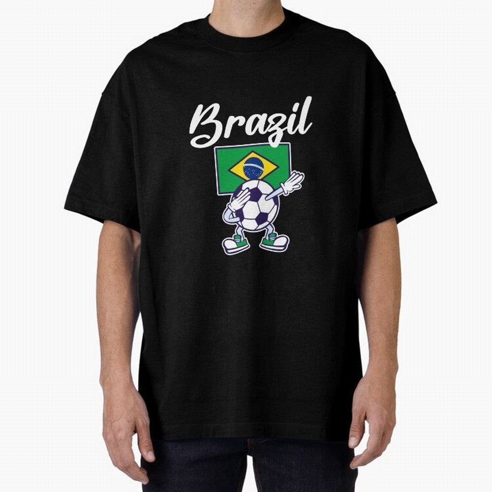 BRAZIL - Dabbing Football Soccer Ball - BRAZIL Classic T-Shirt Celebrate Rivalries and Pride in FIFA World Cup 2026 for Fans of Haaland and Argentina and Brazil, Bringing Stadium Memories, Football Loyalty, International Chants and Championship