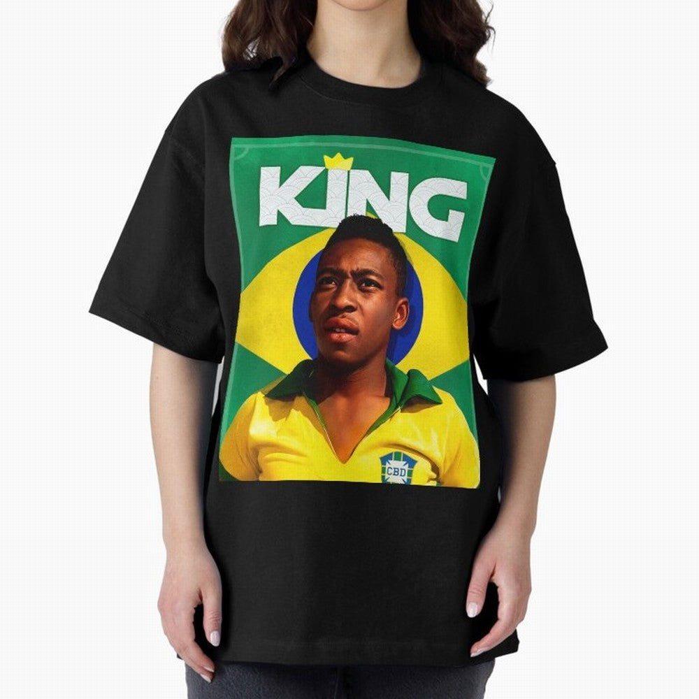 King Pele Oversized T-Shirt Show Your Stadium Side during Match Day Hype around FIFA World Cup 2026, Messi, CR7 and Mbappe, Argentina and Brazil, Goal Celebration Energy, Supporter Heritage, Football Icons and Worldwide Tournament Joy; Ideal for