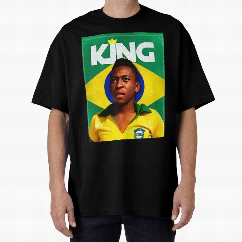 King Pele Oversized T-Shirt Show Your Stadium Side during Match Day Hype around FIFA World Cup 2026, Messi, CR7 and Mbappe, Argentina and Brazil, Goal Celebration Energy, Supporter Heritage, Football Icons and Worldwide Tournament Joy; Ideal for