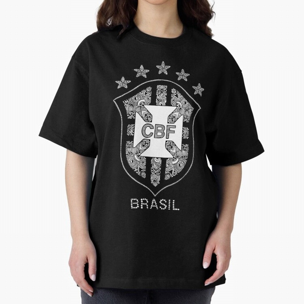 BRASIL NATIONAL FOOTBALL TEAM LOGO Oversized T-Shirt Capture Stadium Memories from Global Football Passion for FIFA World Cup 2026 Group Stage, Capturing Haaland and Mbappe, Brazil, Portugal and Argentina, Vintage Soccer Flavor, Modern Football