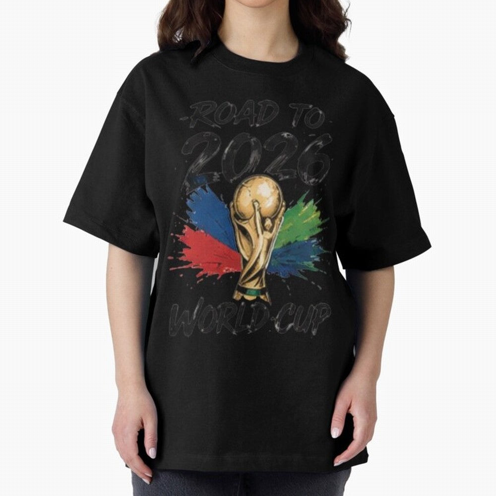 Road To 2026 World Cup Football Graphic Tee Classic T-Shirt Relive the Noise and Pride of Global Football Passion for FIFA World Cup 2026 Group Stage, Driven by Haaland and Mbappe, Argentina and Brazil, Match Day Excitement, Supporter Culture,