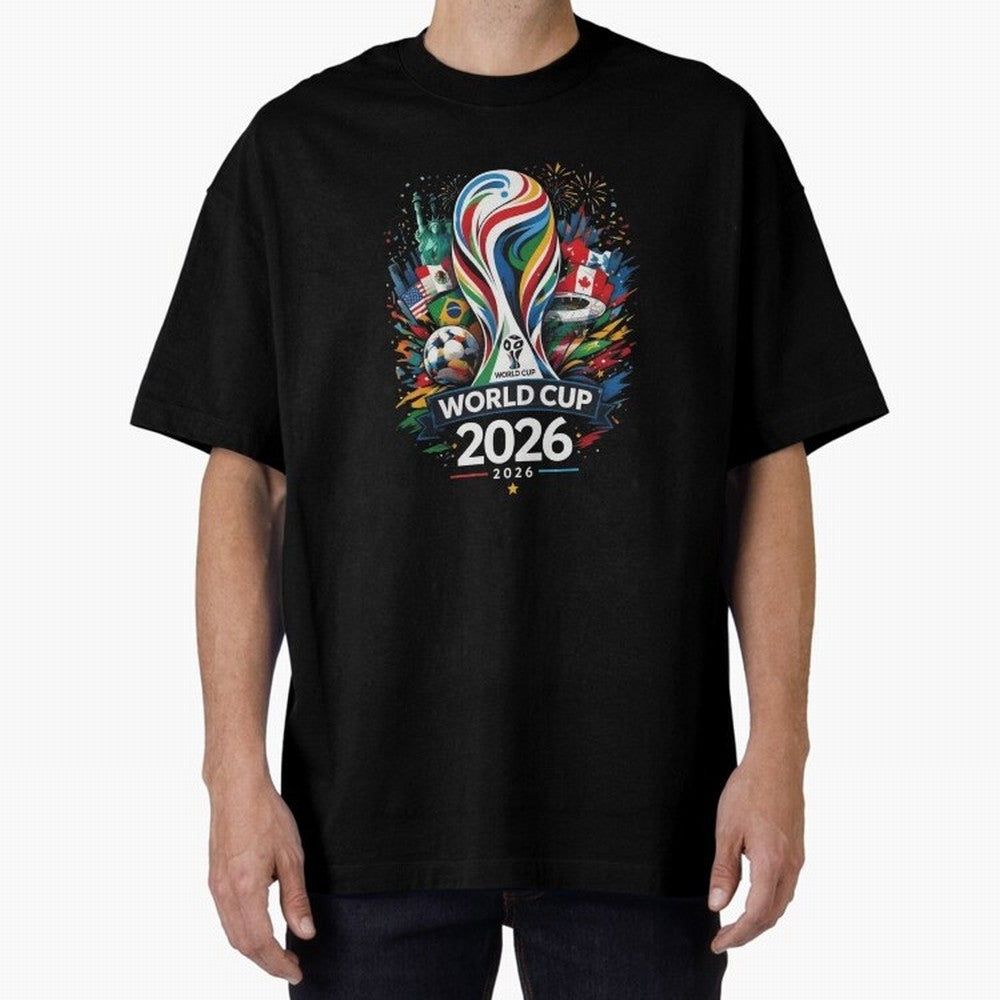 World Cup 2026, Soccer Fan Classic T-Shirt Represent the Passion of Global Football Passion for FIFA World Cup 2026 USA Canada Mexico, Inspired by Messi, Neymar and Mbappe, England and Germany, Championship Spirit, Famous Goals, Roaring Crowds and