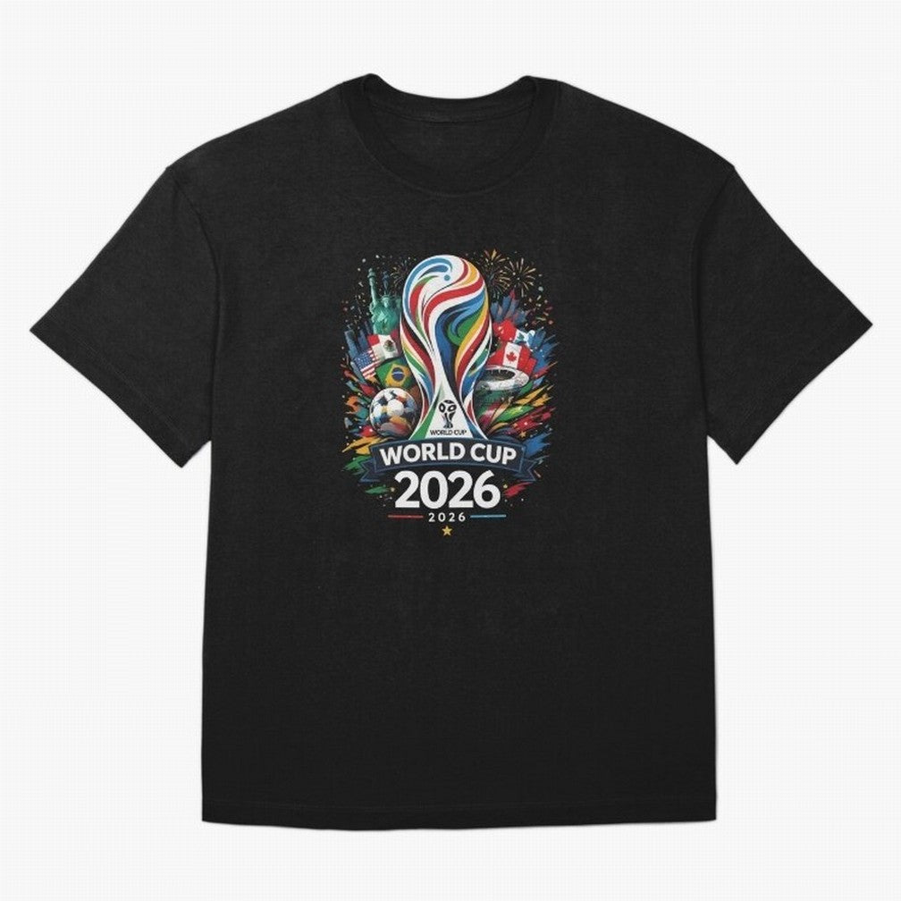 World Cup 2026, Soccer Fan Classic T-Shirt Represent the Passion of Global Football Passion for FIFA World Cup 2026 USA Canada Mexico, Inspired by Messi, Neymar and Mbappe, England and Germany, Championship Spirit, Famous Goals, Roaring Crowds and