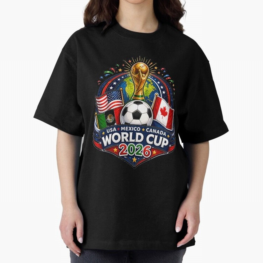 World Cup 2026 Sticker ¨C USA Mexico Canada Football Trophy Design Classic T-Shirt Get Ready for Global Football Passion for FIFA World Cup 2026 USA Canada Mexico, Filled with Cristiano Ronaldo, Spain and Netherlands, Sports Nostalgia,