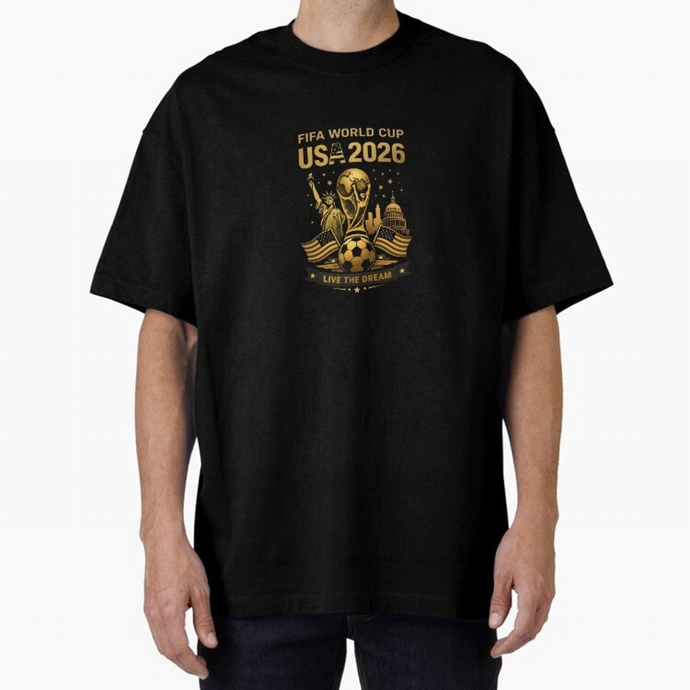 Fifa World Cup USA 2026 Gold Soccer Football Classic T-Shirt Show Match Day Excitement for Match Day Hype around FIFA World Cup 2026, Messi, CR7 and Mbappe, Brazil, Portugal and Argentina, Championship Spirit, Famous Goals, Roaring Crowds and