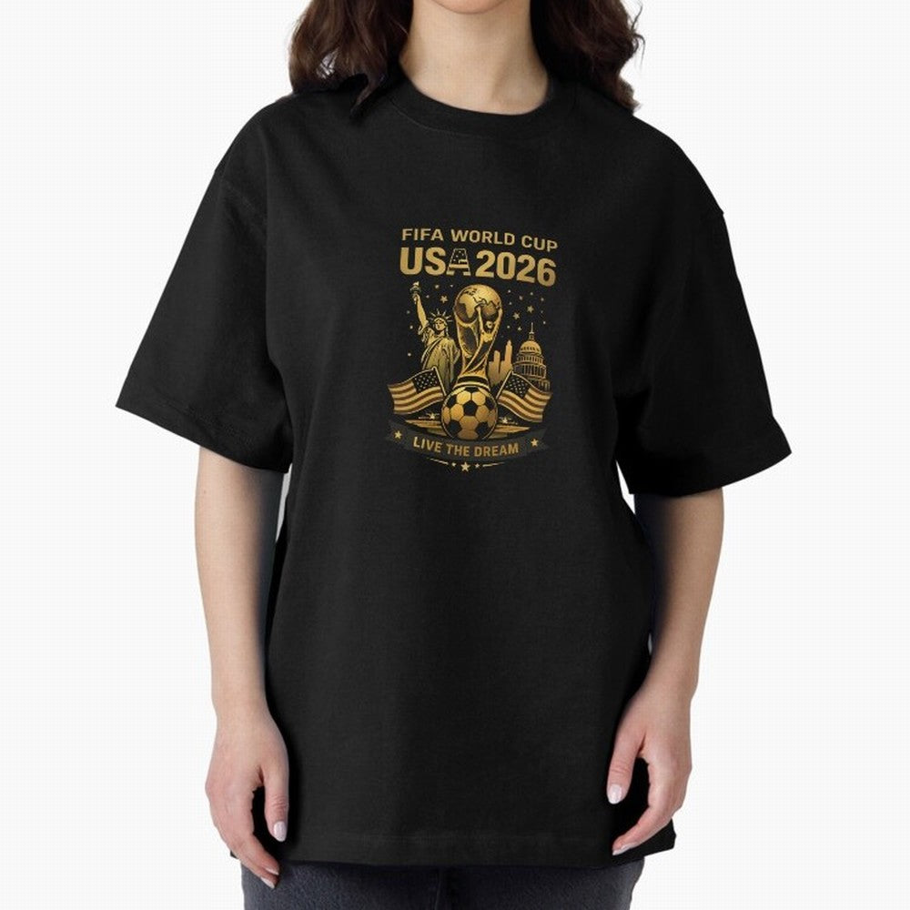 Fifa World Cup USA 2026 Gold Soccer Football Classic T-Shirt Show Match Day Excitement for Match Day Hype around FIFA World Cup 2026, Messi, CR7 and Mbappe, Brazil, Portugal and Argentina, Championship Spirit, Famous Goals, Roaring Crowds and