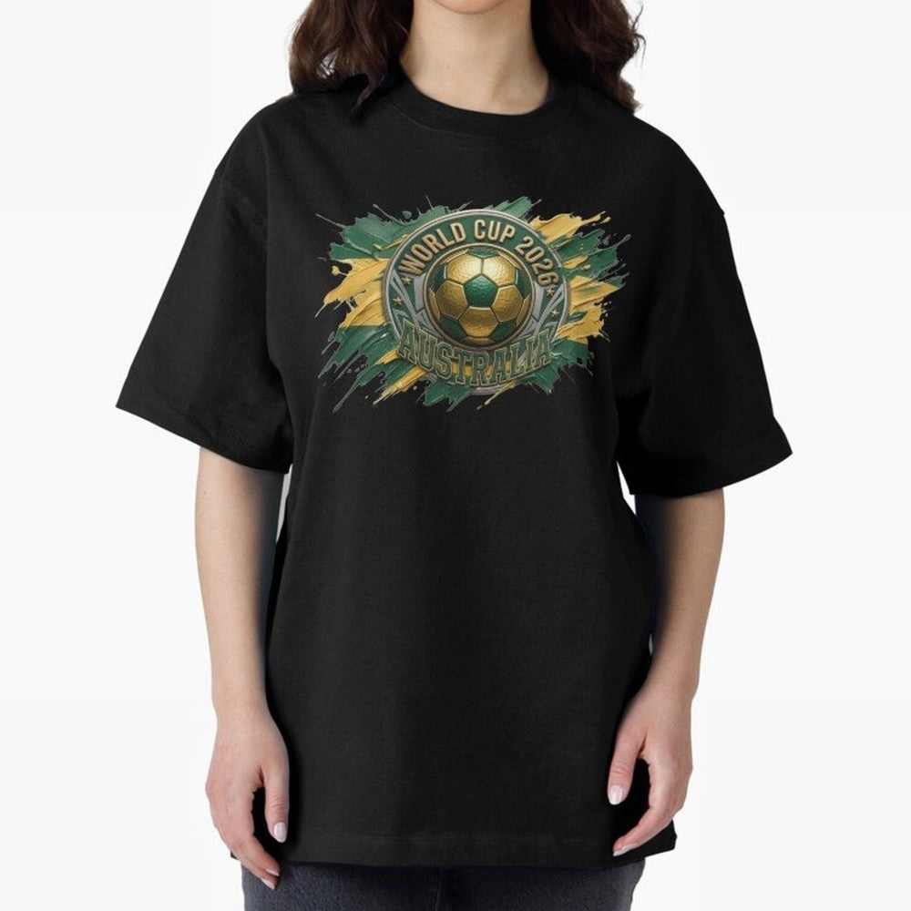World Cup 2026 Australia Soccer Ball Paint Splash Classic T-Shirt Stand Out with Spirit from FIFA World Cup 2026 USA Canada Mexico Spirit, Inspired by Argentina, Neymar, Championship Spirit, Famous Goals, Roaring Crowds and International Football