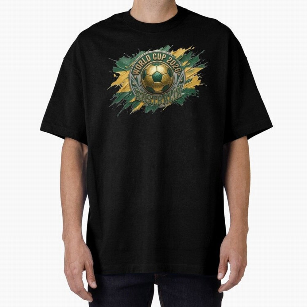 World Cup 2026 Australia Soccer Ball Paint Splash Classic T-Shirt Stand Out with Spirit from FIFA World Cup 2026 USA Canada Mexico Spirit, Inspired by Argentina, Neymar, Championship Spirit, Famous Goals, Roaring Crowds and International Football