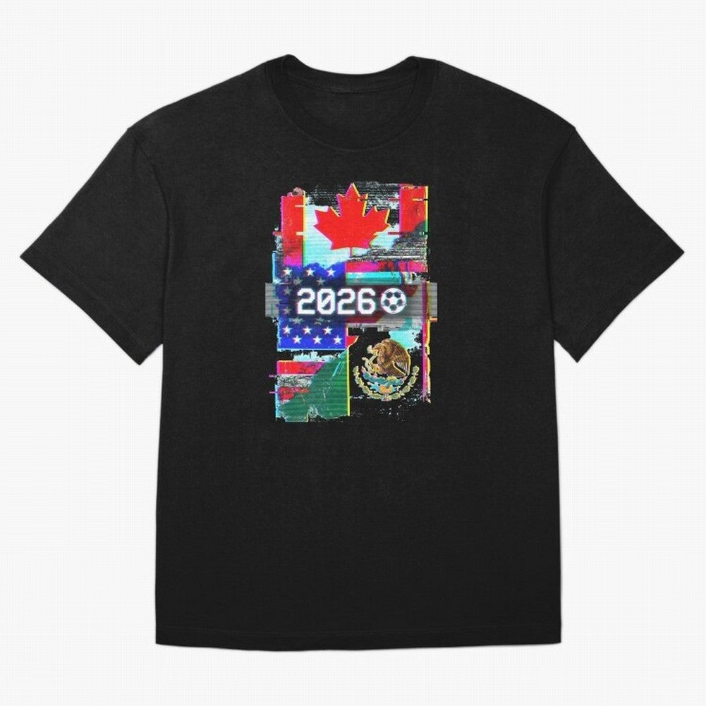 Glitched United 2026 - North America Tournament Emblem Classic T-Shirt Upgrade FIFA World Cup 2026 Spirit, Capturing France and Portugal, Messi, Sports Nostalgia, International Competition, Famous Players and Unforgettable Victories; Perfect for