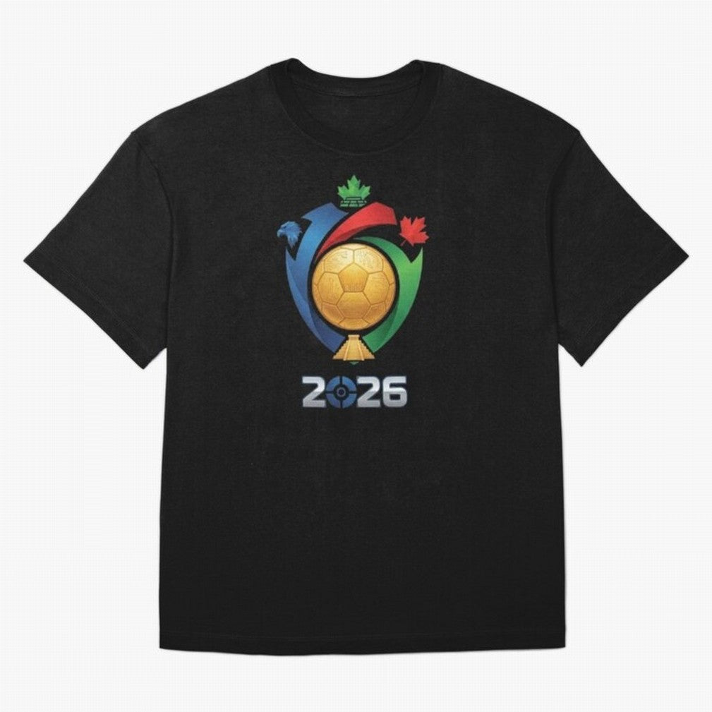 Golden Soccer Ball 2026 Host Nations Emblem Classic T-Shirt Honor the Beautiful Game during Match Day Hype around FIFA World Cup 2026 Group Stage, Messi, Argentina, France and Brazil, Retro Football Energy, Iconic Rivalries, Trophy Chase Drama and