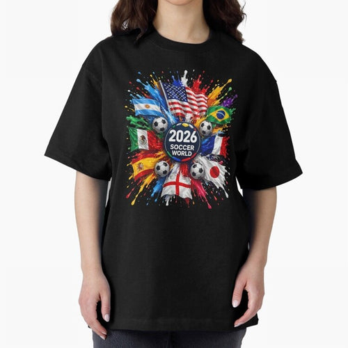 2026 Soccer World Championship Global Flags Paint Splash Sports Fan Graphic Classic T-Shirt Upgrade FIFA World Cup 2026 USA Canada Mexico Centered on Messi, CR7 and Mbappe, Spain Energy, Retro Football Energy, Iconic Rivalries, Trophy Chase Drama