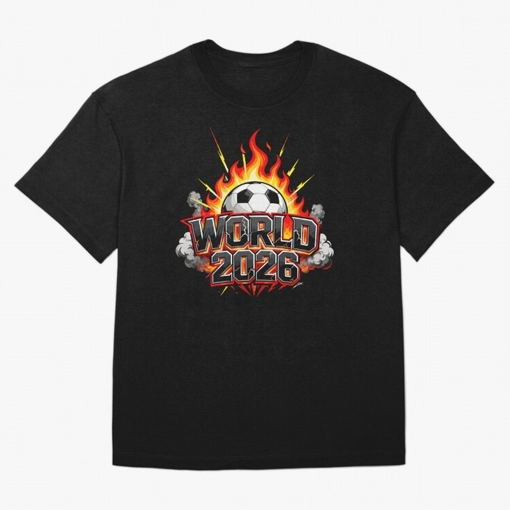 World 2026 Soccer Ball On Fire Football Tournament Classic T-Shirt Spotlight FIFA World Cup 2026 Group Stage Highlighting Haaland and Mbappe, France Energy, Game Day Rituals, Football Legends, Country Pride and the Road to the Final; Great for