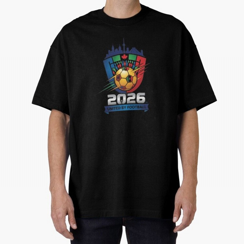 2026 World Cup United by Football Shield Emblem with Skyline Classic T-Shirt Make Game Day About Global Football Passion for FIFA World Cup 2026, Inspired by Mbappe and Neymar, Germany, Sports Nostalgia, International Competition, Famous Players