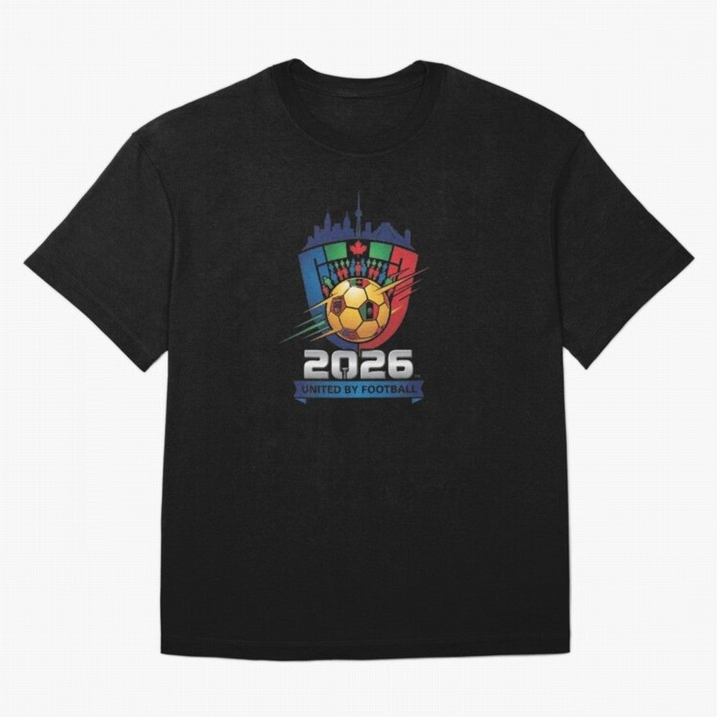 2026 World Cup United by Football Shield Emblem with Skyline Classic T-Shirt Make Game Day About Global Football Passion for FIFA World Cup 2026, Inspired by Mbappe and Neymar, Germany, Sports Nostalgia, International Competition, Famous Players
