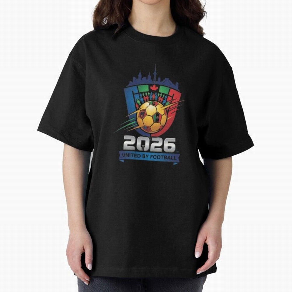 2026 World Cup United by Football Shield Emblem with Skyline Classic T-Shirt Make Game Day About Global Football Passion for FIFA World Cup 2026, Inspired by Mbappe and Neymar, Germany, Sports Nostalgia, International Competition, Famous Players