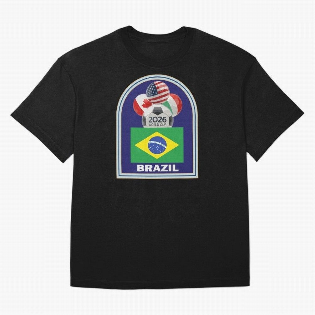 Brazil 2026 Soccer T-shirt Classic T-Shirt Support Iconic Players in Global Football Passion for FIFA World Cup 2026 USA Canada Mexico, with CR7, Brazil, Portugal and Argentina, Stadium Chants, National Pride, Trophy Dreams and Unforgettable
