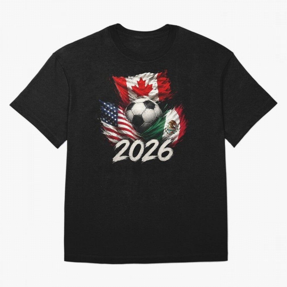 Soccer 2026 USA Canada Mexico ¨C World Football Flags Design Classic T-Shirt Bring a Vintage Feel to Global Football Passion for FIFA World Cup 2026, Celebrating Messi, England and Germany, Goal Celebration Energy, Supporter Heritage, Football