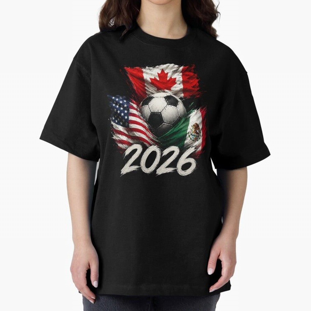 Soccer 2026 USA Canada Mexico ¨C World Football Flags Design Classic T-Shirt Bring a Vintage Feel to Global Football Passion for FIFA World Cup 2026, Celebrating Messi, England and Germany, Goal Celebration Energy, Supporter Heritage, Football