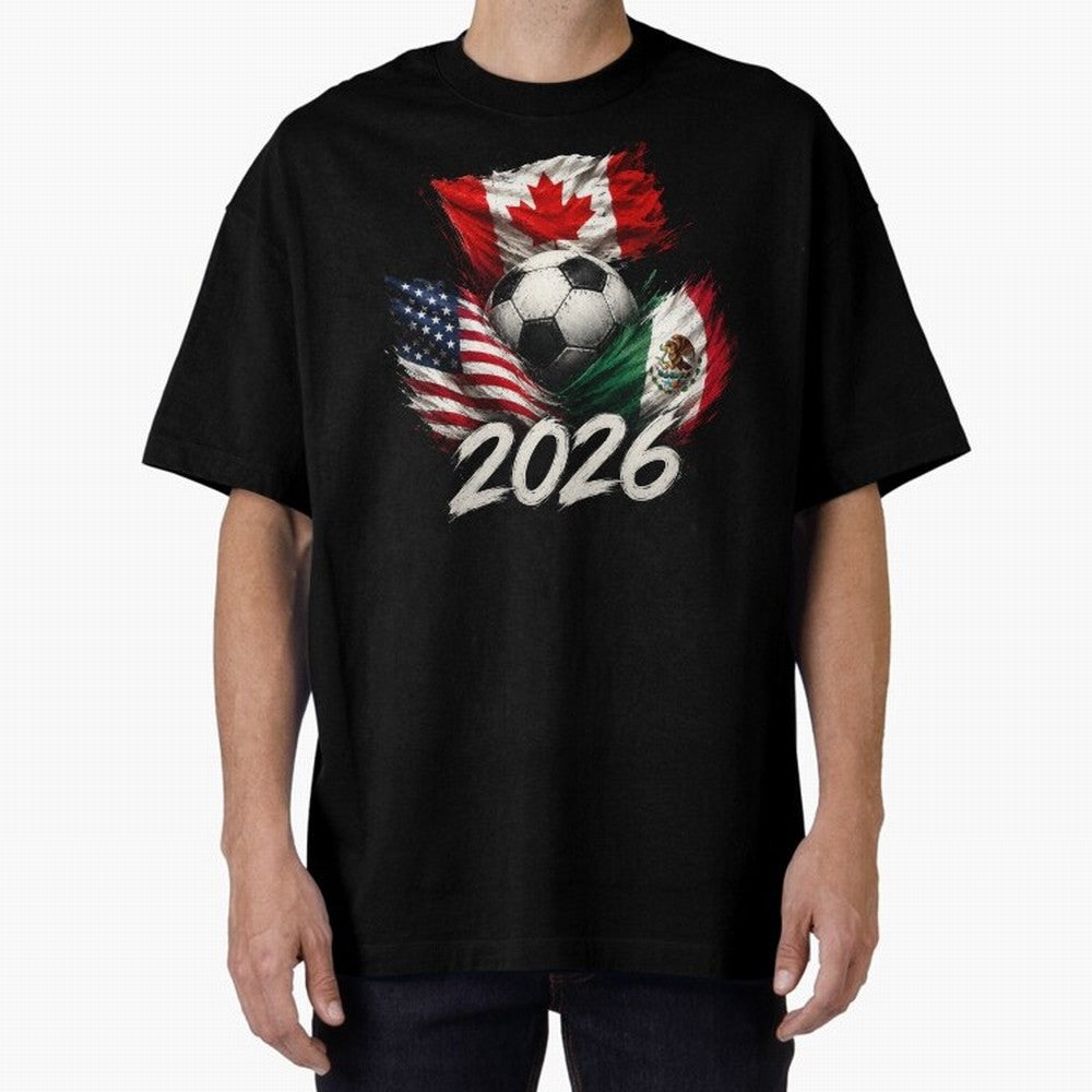 Soccer 2026 USA Canada Mexico ¨C World Football Flags Design Classic T-Shirt Bring a Vintage Feel to Global Football Passion for FIFA World Cup 2026, Celebrating Messi, England and Germany, Goal Celebration Energy, Supporter Heritage, Football