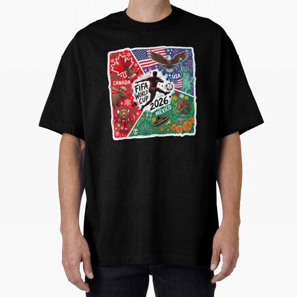 FIFA World Cup 2026 USA Canada Mexico ¨C Patriotic Football Collage Design Classic T-Shirt Fuel the Hype around FIFA World Cup 2026 for Fans of Messi, CR7 and Mbappe and Germany, Bringing Global Supporter Spirit, Legendary Goals, National Colors