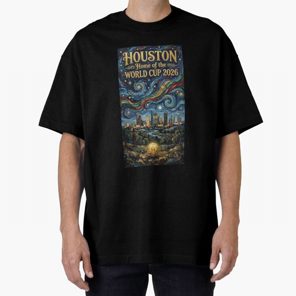 Houston Starry Night Skyline World Cup 2026 Soccer Poster ¡ª Van Gogh Fine Art Print Classic T-Shirt Celebrate Global Passion for Global Football Passion for FIFA World Cup 2026, Filled with Neymar, Haaland and Cristiano Ronaldo, France, Stadium