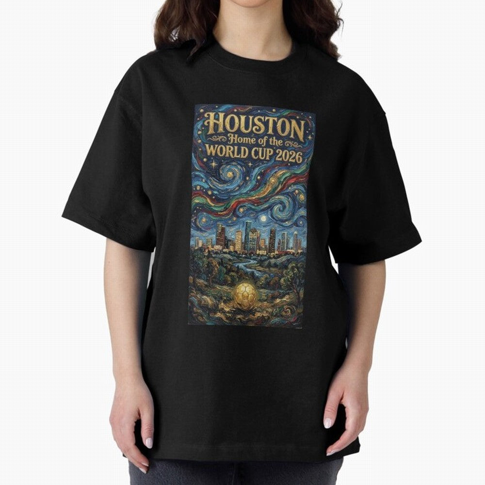 Houston Starry Night Skyline World Cup 2026 Soccer Poster ¡ª Van Gogh Fine Art Print Classic T-Shirt Celebrate Global Passion for Global Football Passion for FIFA World Cup 2026, Filled with Neymar, Haaland and Cristiano Ronaldo, France, Stadium