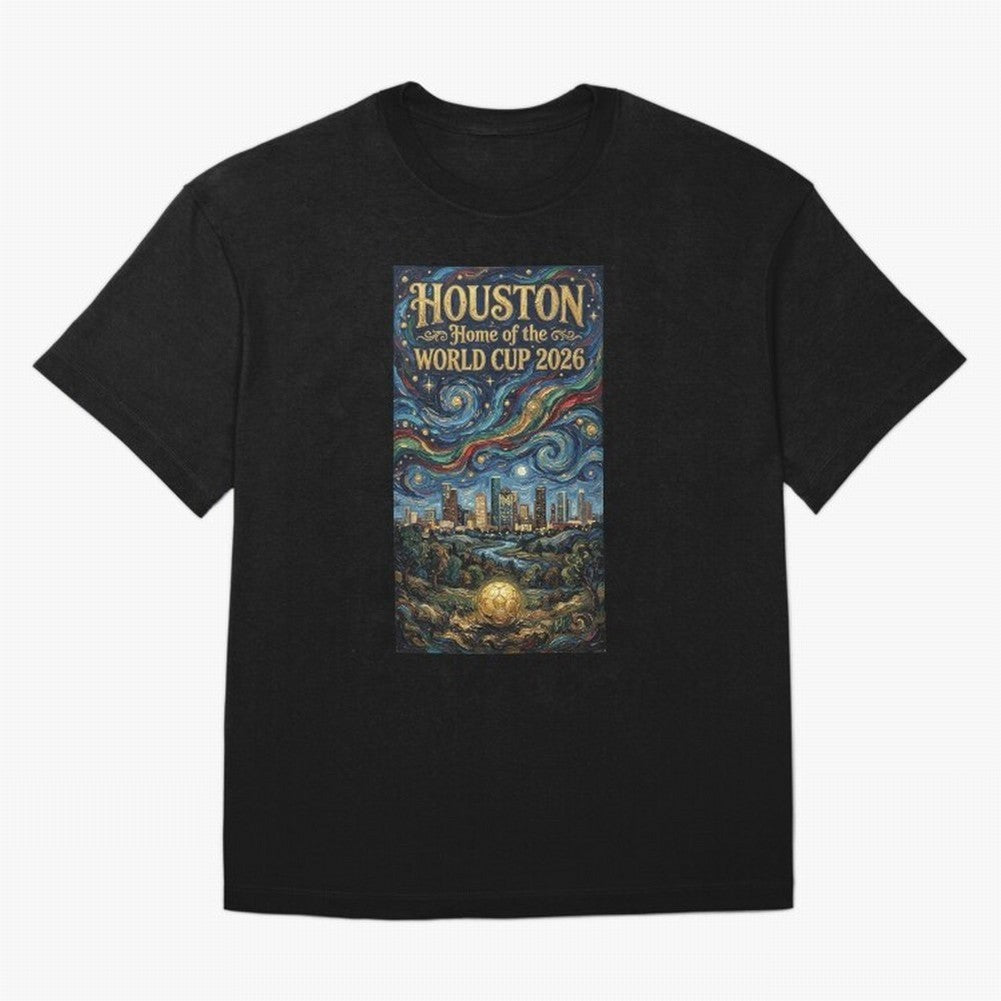 Houston Starry Night Skyline World Cup 2026 Soccer Poster ¡ª Van Gogh Fine Art Print Classic T-Shirt Celebrate Global Passion for Global Football Passion for FIFA World Cup 2026, Filled with Neymar, Haaland and Cristiano Ronaldo, France, Stadium