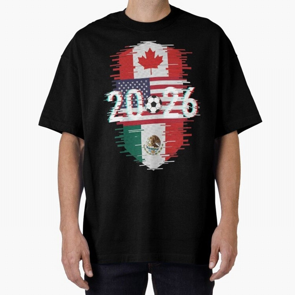 Glitched United 2026 - North America Emblem Classic T-Shirt Make Every Kick Count in the FIFA World Cup 2026 USA Canada Mexico Journey through Haaland and Mbappe Highlights, Portugal, Spain and Germany Pride, Classic Soccer Heritage, Championship