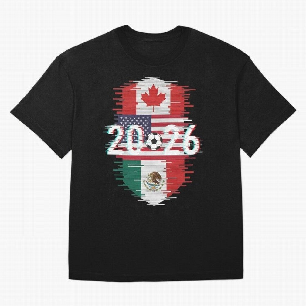 Glitched United 2026 - North America Emblem Classic T-Shirt Make Every Kick Count in the FIFA World Cup 2026 USA Canada Mexico Journey through Haaland and Mbappe Highlights, Portugal, Spain and Germany Pride, Classic Soccer Heritage, Championship