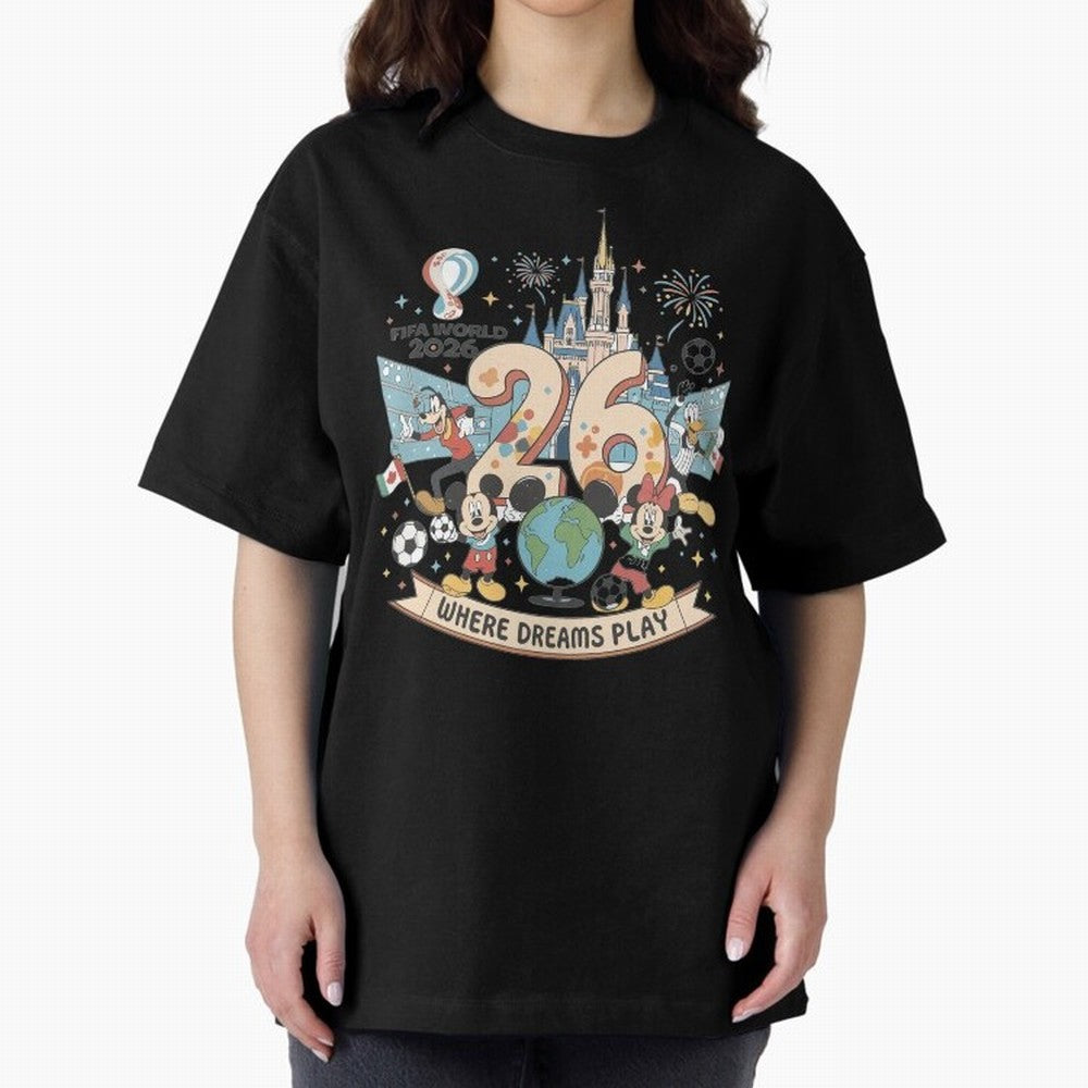 Dreamland Football 26 Shirt | Cute Cartoon Global Celebration Tee Classic T-Shirt Treasure Global Football Passion for FIFA World Cup 2026, Highlighting Mbappe and Neymar, Brazil, Champion Mindset, Group Stage Buzz, Knockout Tension and Passionate