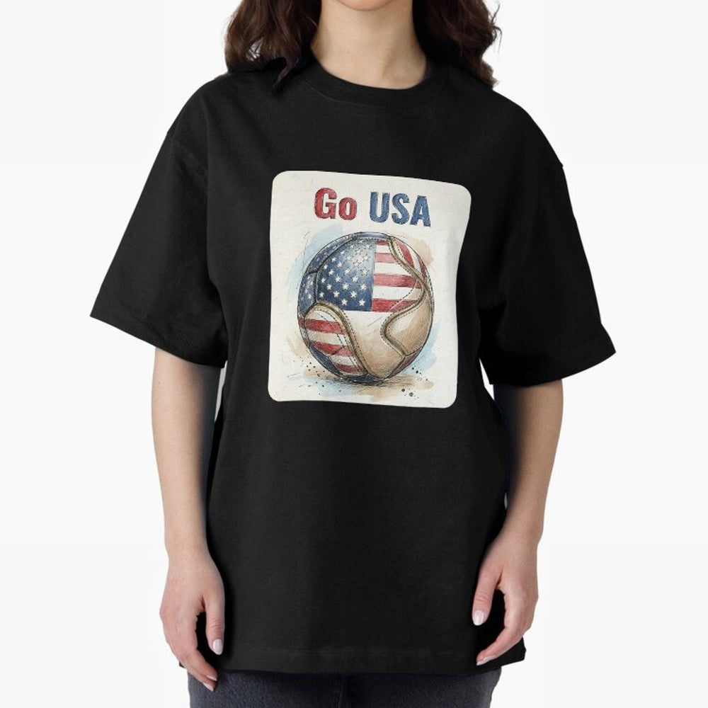 Go USA Soccer Ball Flag | American Football Fan Graphic Tee Classic T-Shirt Showcase FIFA World Cup 2026 Capturing Cristiano Ronaldo, Haaland and CR7, Portugal Energy, Champion Mindset, Group Stage Buzz, Knockout Tension and Passionate Fan Culture;