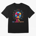 2026 Colorful Soccer Ball USA Canada Mexico 26 Classic T-Shirt Celebrate Fan Culture around FIFA World Cup 2026 Spirit, Centered on Argentina, Messi, Football Festival Excitement, Trophy Ambitions, Country Rivalries and Star Player Buzz; Ideal for