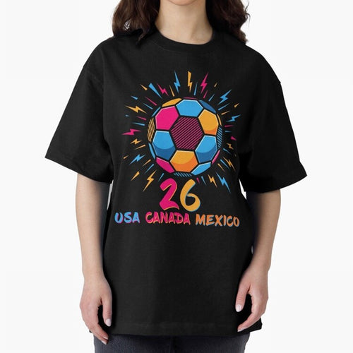 2026 Colorful Soccer Ball USA Canada Mexico 26 Classic T-Shirt Celebrate Fan Culture around FIFA World Cup 2026 Spirit, Centered on Argentina, Messi, Football Festival Excitement, Trophy Ambitions, Country Rivalries and Star Player Buzz; Ideal for