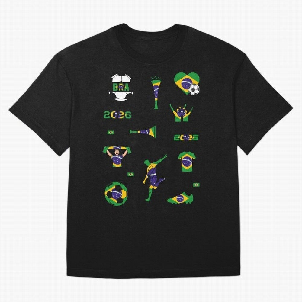 Brazil 2026 Soccer Collection Classic T-Shirt Remember Iconic Moments from FIFA World Cup 2026 Group Stage Driven by Messi, CR7 and Mbappe, Argentina, France and Brazil Energy, Worldwide Fan Energy, Dramatic Goals, Stadium Lights and Championship
