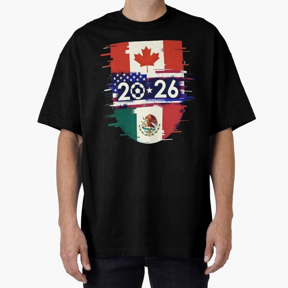 Glitched United 2026 - North America Emblem Cup Classic T-Shirt Bring a Champion Mindset to the FIFA World Cup 2026 Journey through Neymar, Haaland and Cristiano Ronaldo Highlights, England and Germany Pride, Football Passion, Legendary