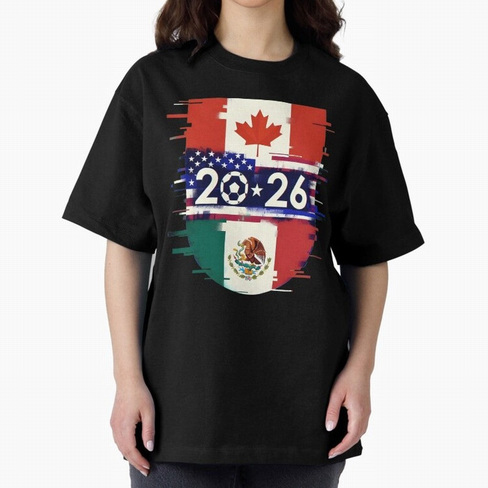 Glitched United 2026 - North America Emblem Cup Classic T-Shirt Bring a Champion Mindset to the FIFA World Cup 2026 Journey through Neymar, Haaland and Cristiano Ronaldo Highlights, England and Germany Pride, Football Passion, Legendary