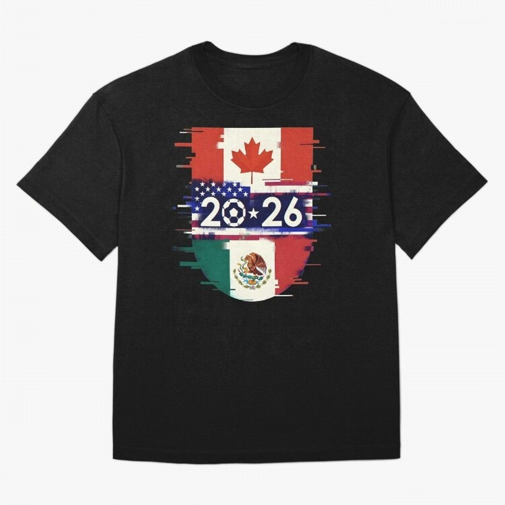 Glitched United 2026 - North America Emblem Cup Classic T-Shirt Bring a Champion Mindset to the FIFA World Cup 2026 Journey through Neymar, Haaland and Cristiano Ronaldo Highlights, England and Germany Pride, Football Passion, Legendary