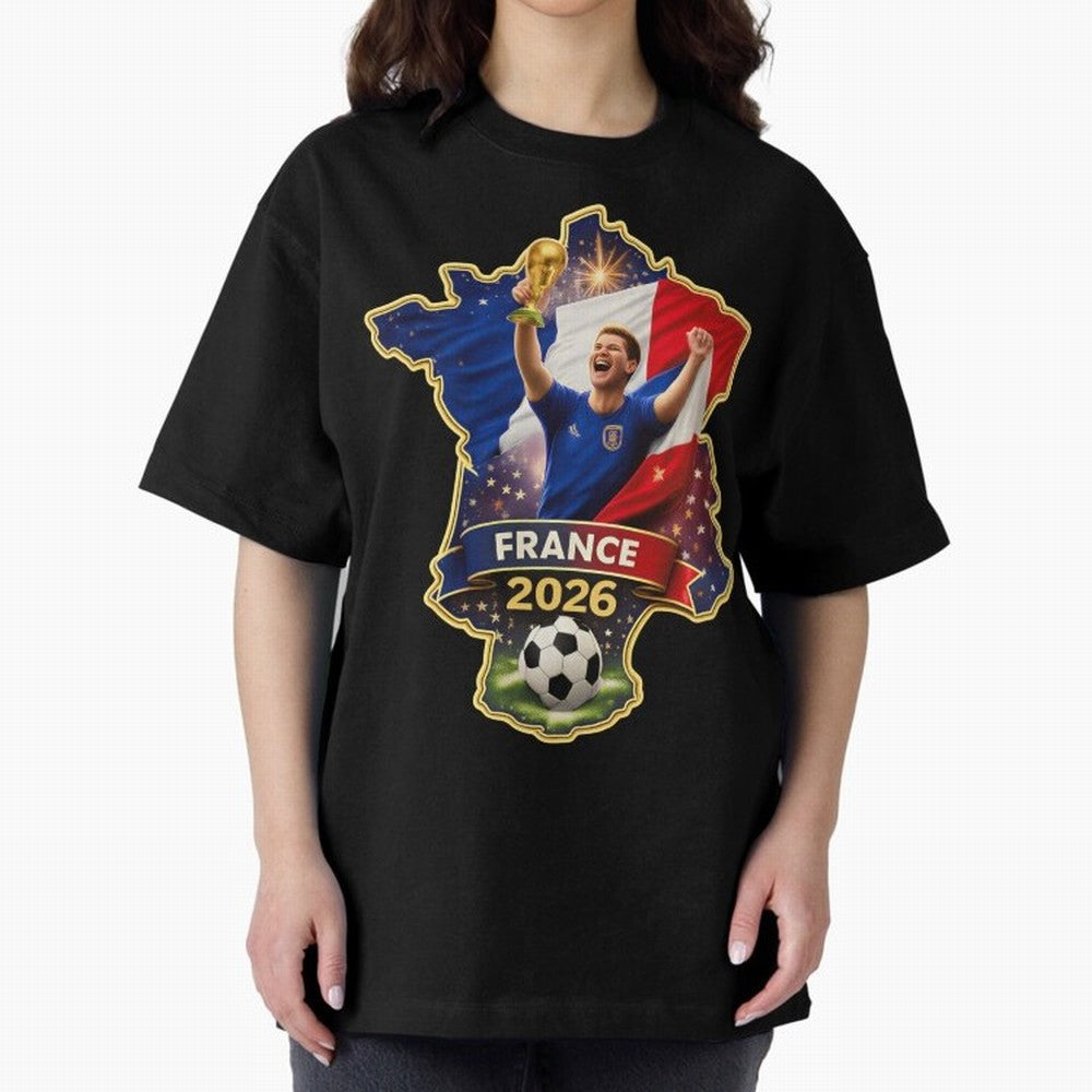 France Map Silhouette 2026 Football Victory Graphic Classic T-Shirt Celebrate the FIFA World Cup 2026 USA Canada Mexico Journey through Haaland and Mbappe Highlights, England, France and Netherlands Pride, Vintage Soccer Flavor, Modern Football