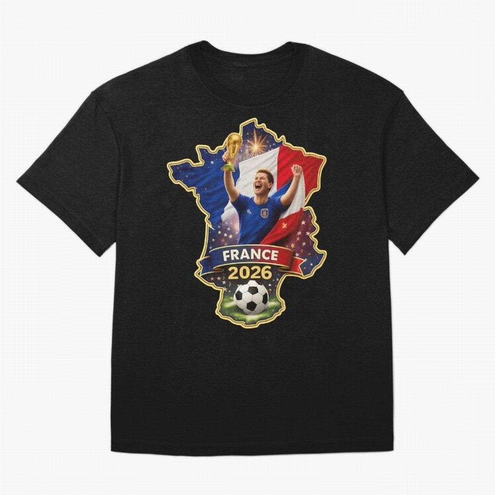 France Map Silhouette 2026 Football Victory Graphic Classic T-Shirt Celebrate the FIFA World Cup 2026 USA Canada Mexico Journey through Haaland and Mbappe Highlights, England, France and Netherlands Pride, Vintage Soccer Flavor, Modern Football