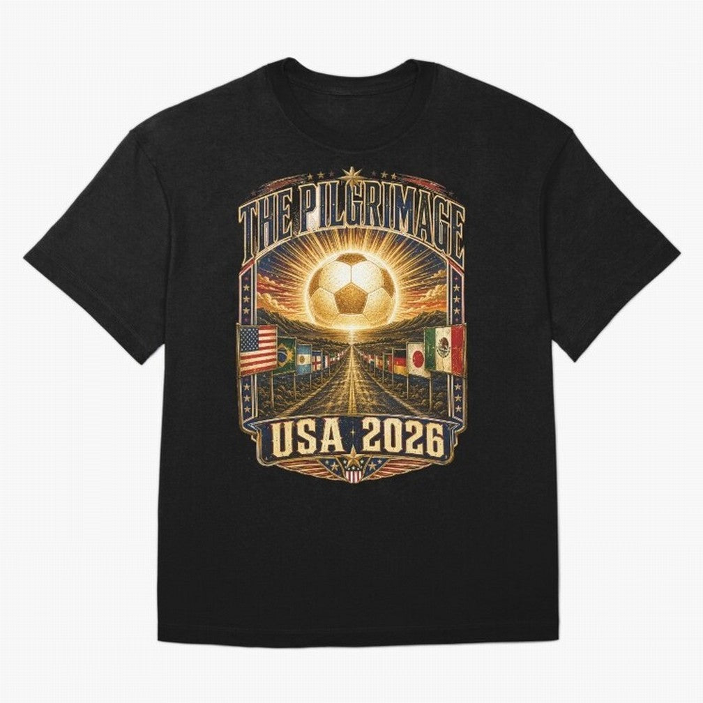 The Pilgrimage World Cup 2026 Soccer T-Shirt Classic T-Shirt Join the Global Buzz around Match Day Hype around FIFA World Cup 2026 Group Stage, Cristiano Ronaldo, Spain, Classic Soccer Heritage, Championship Pressure, Fan Loyalty and International