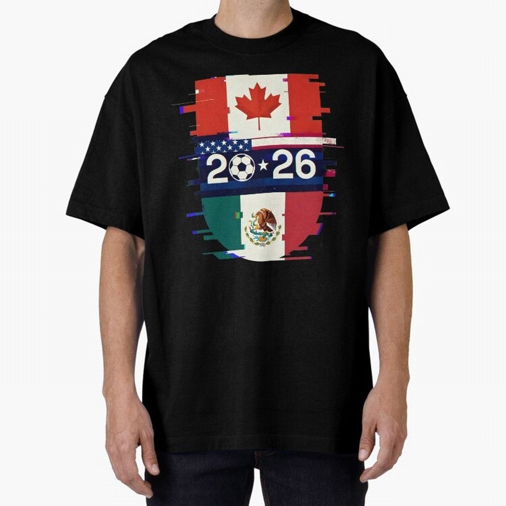 Glitched United 2026 - North America Emblem Cup Classic T-Shirt Bring Legendary Rivalry Energy to FIFA World Cup 2026 Celebrating Messi and Cristiano Ronaldo, Spain and Netherlands Energy, Retro Football Energy, Iconic Rivalries, Trophy Chase Drama