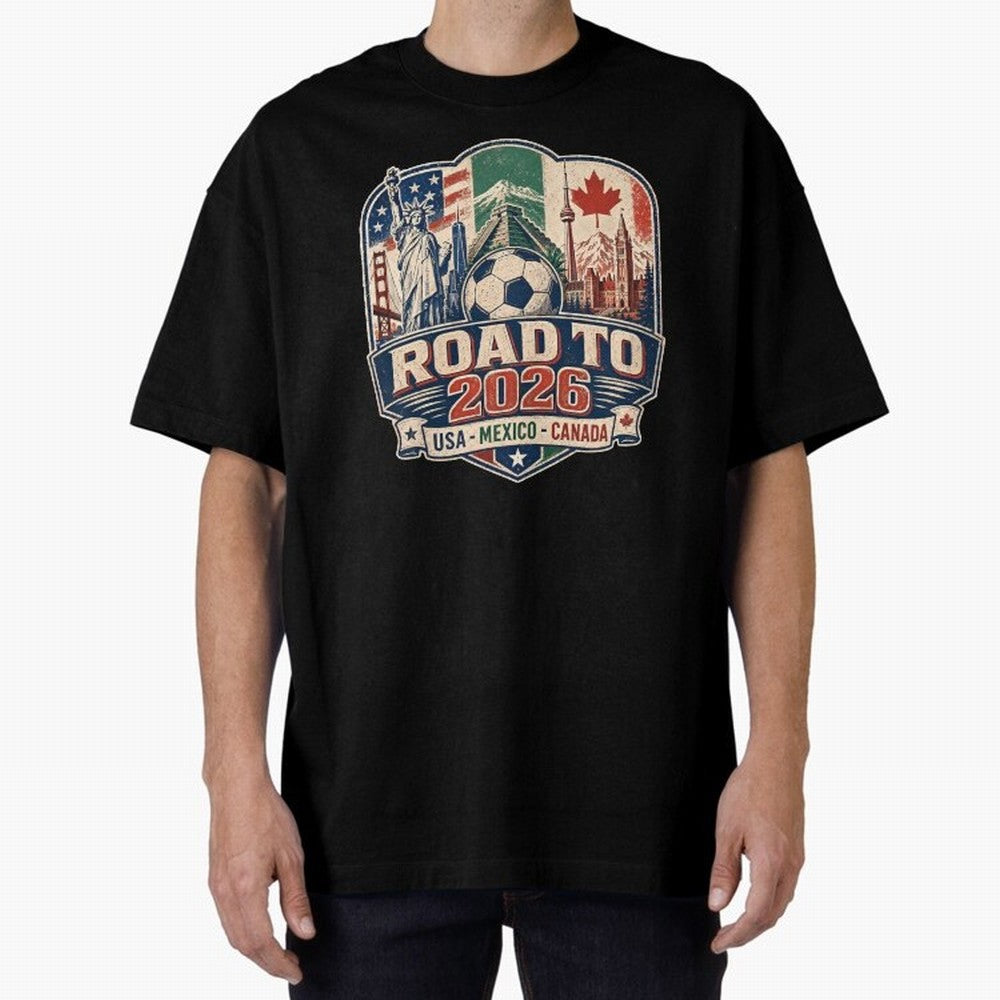 Football 2026 USA Mexico Canada Soccer Championship Fan Art Classic T-Shirt Follow the Final Road of FIFA World Cup 2026 Highlighting Messi, Argentina, France and Brazil Energy, Sports Nostalgia, International Competition, Famous Players and